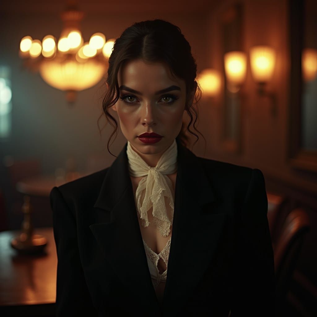 Mysterious Woman in Jazz Club: Helmut Newton Style