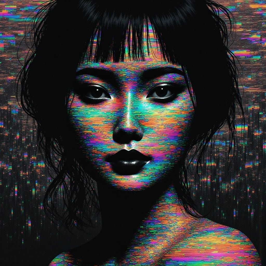 Glitch Art Portrait with Electrical Static Effects