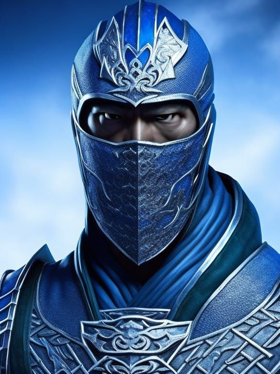 Icy Ninja in Indigo Armor, Hyperdetailed Fantasy Render