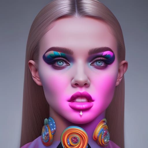 Candy Girl Portrait in Graffiti Art Style