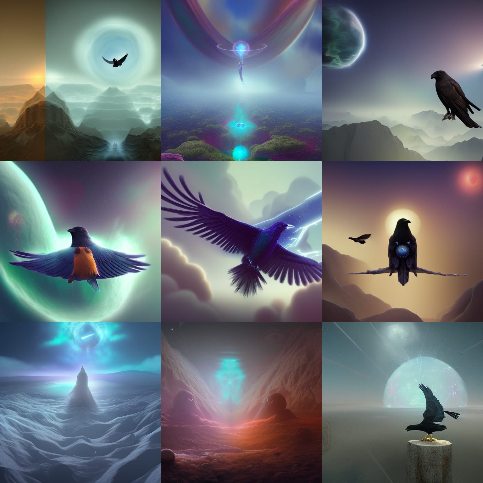 Holy Crow: Holographic Astral Illustration