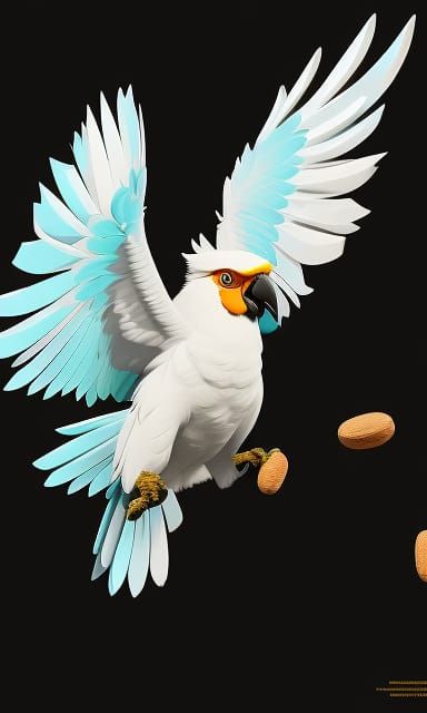 Angry cockatoo throwing nuts.