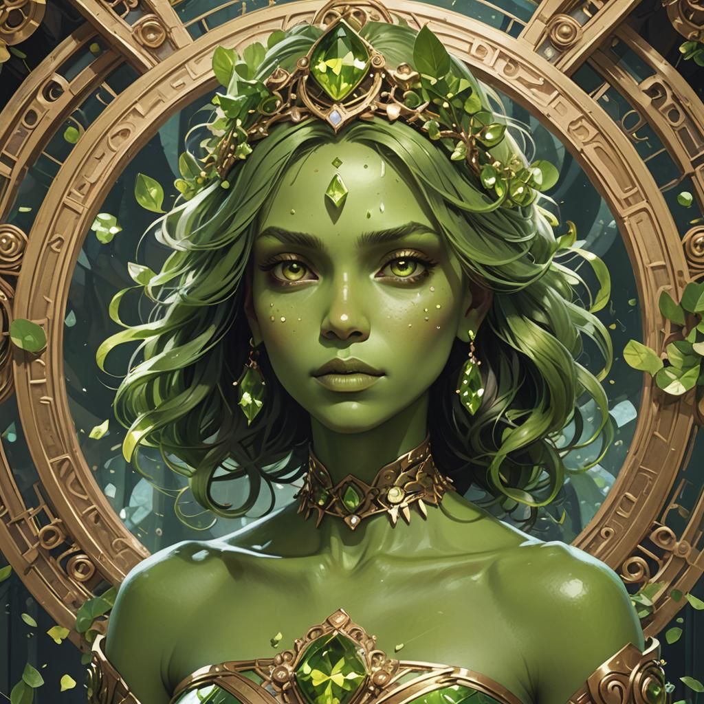 Peridot as a Goddess: Hyperdetailed Portrait