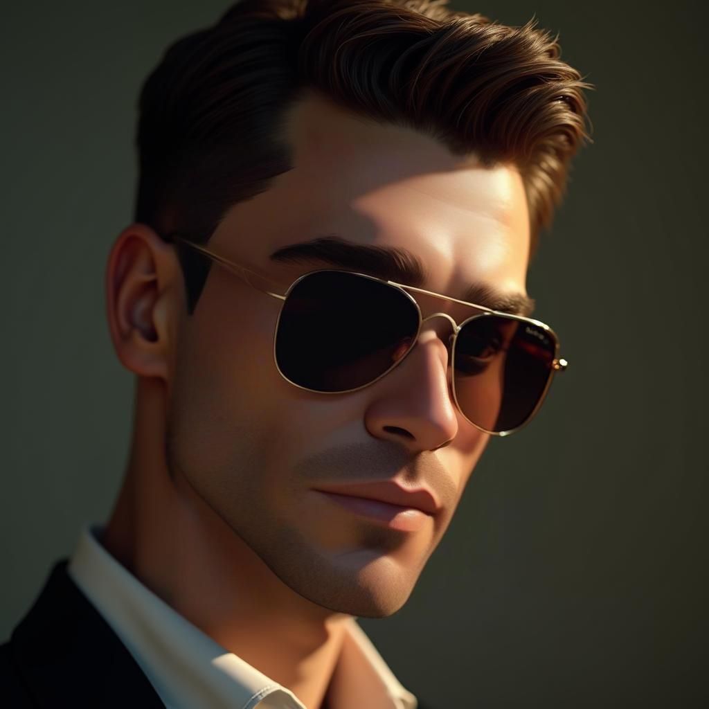 Handsome Brunette Man Portrait with Dynamic Lighting