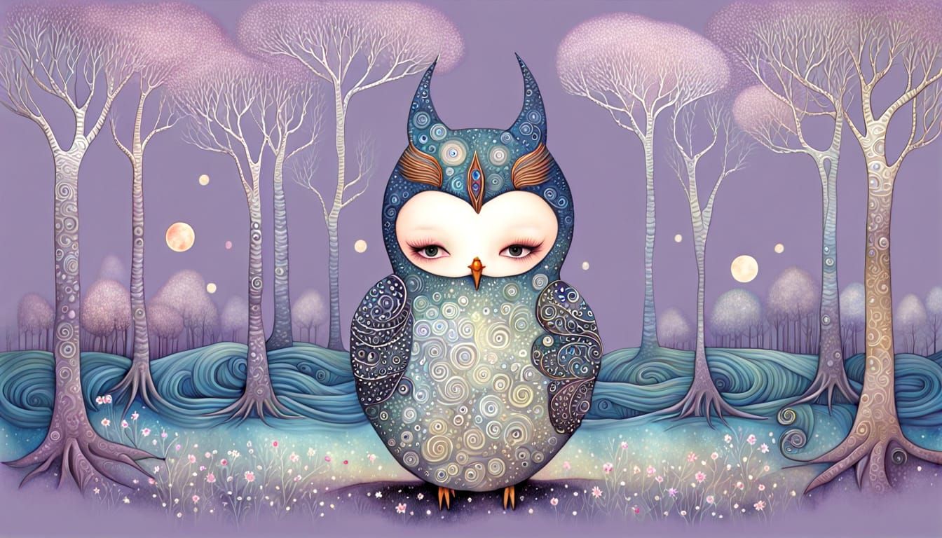 Dreamlike Woman-Bird in Art Brut Style