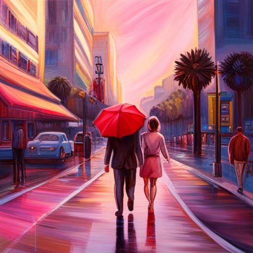 Man Stealing Umbrella in Hyperrealistic Splash Art