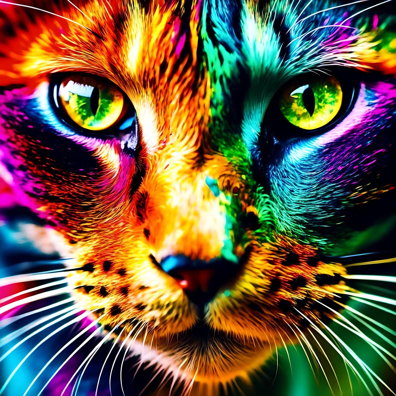 Multicolor Cat with Celestial Eyes