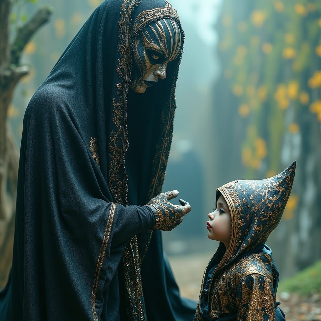 Mysterious Phantom Guardian Over Battlefield, Japanese Motif