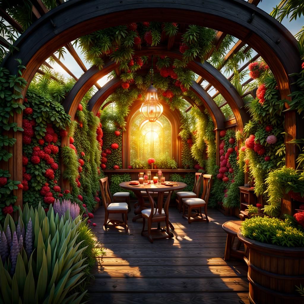 Detailed Exotic Garden with Vivid Colors