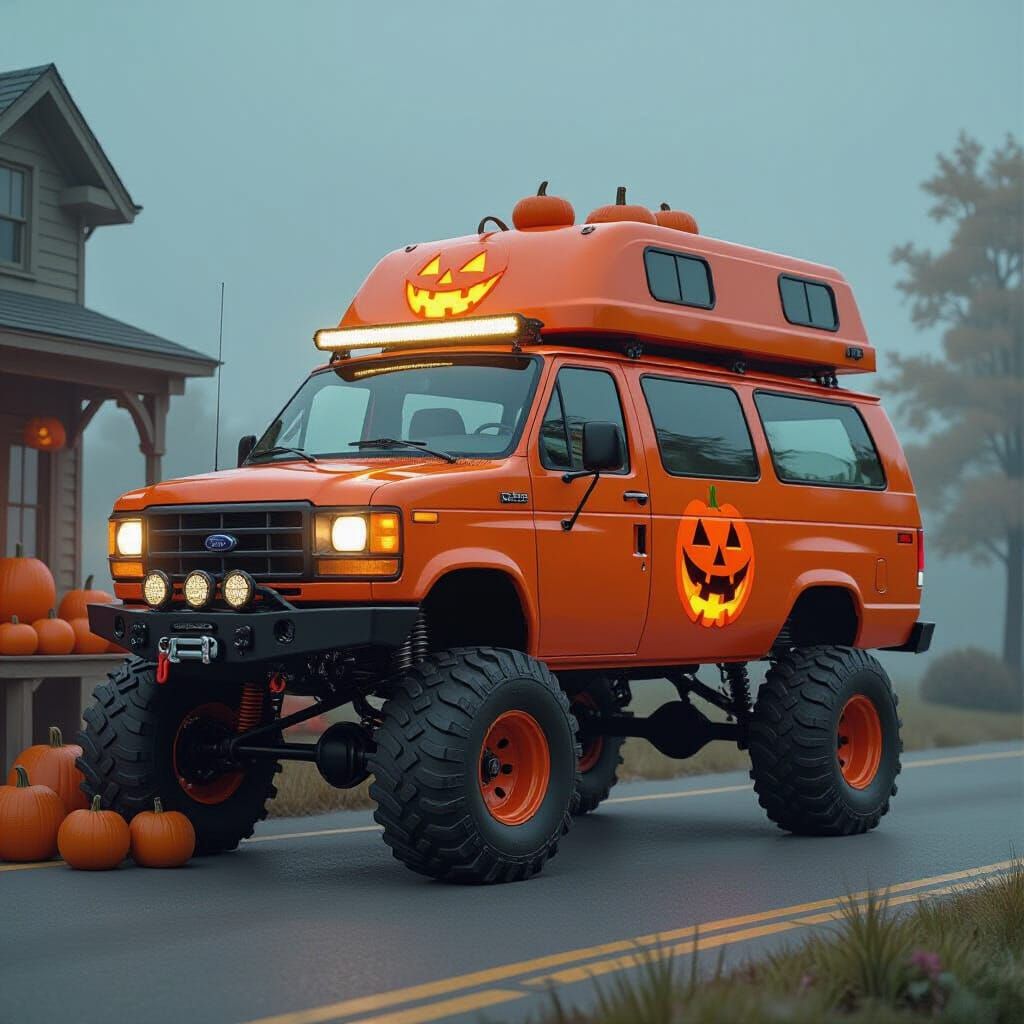 Halloween Pumpkin Van: 1994 Ford Econoline Custom Build