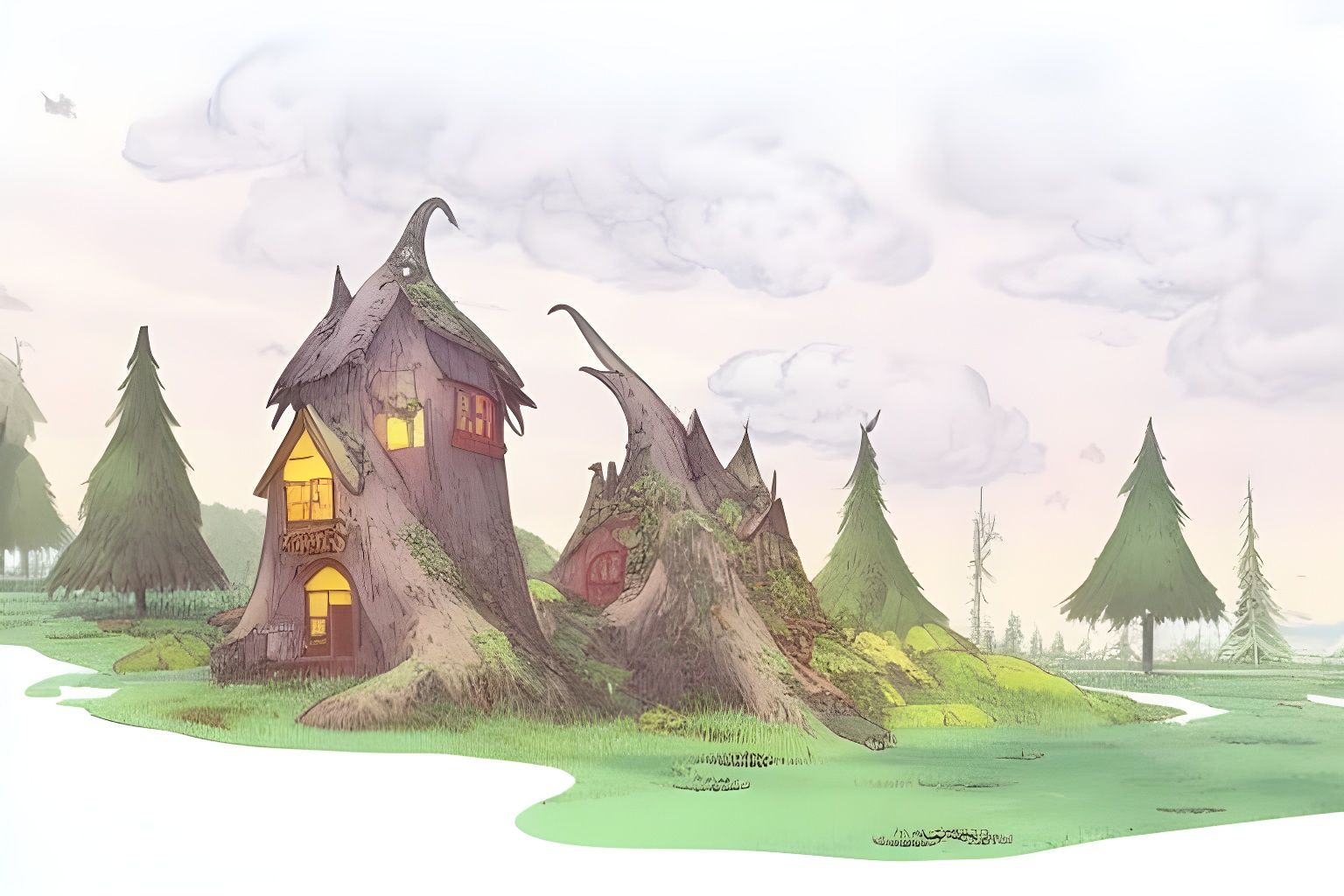 Whimsical Witch's Candy House in Ghibli Style