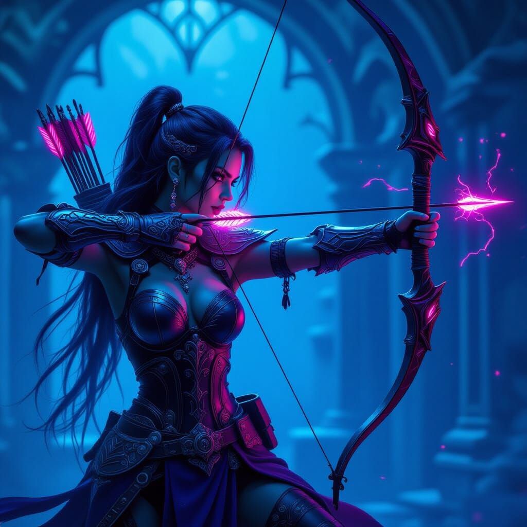 Cybergothic Archer with Flaming Fiberoptic Arrows