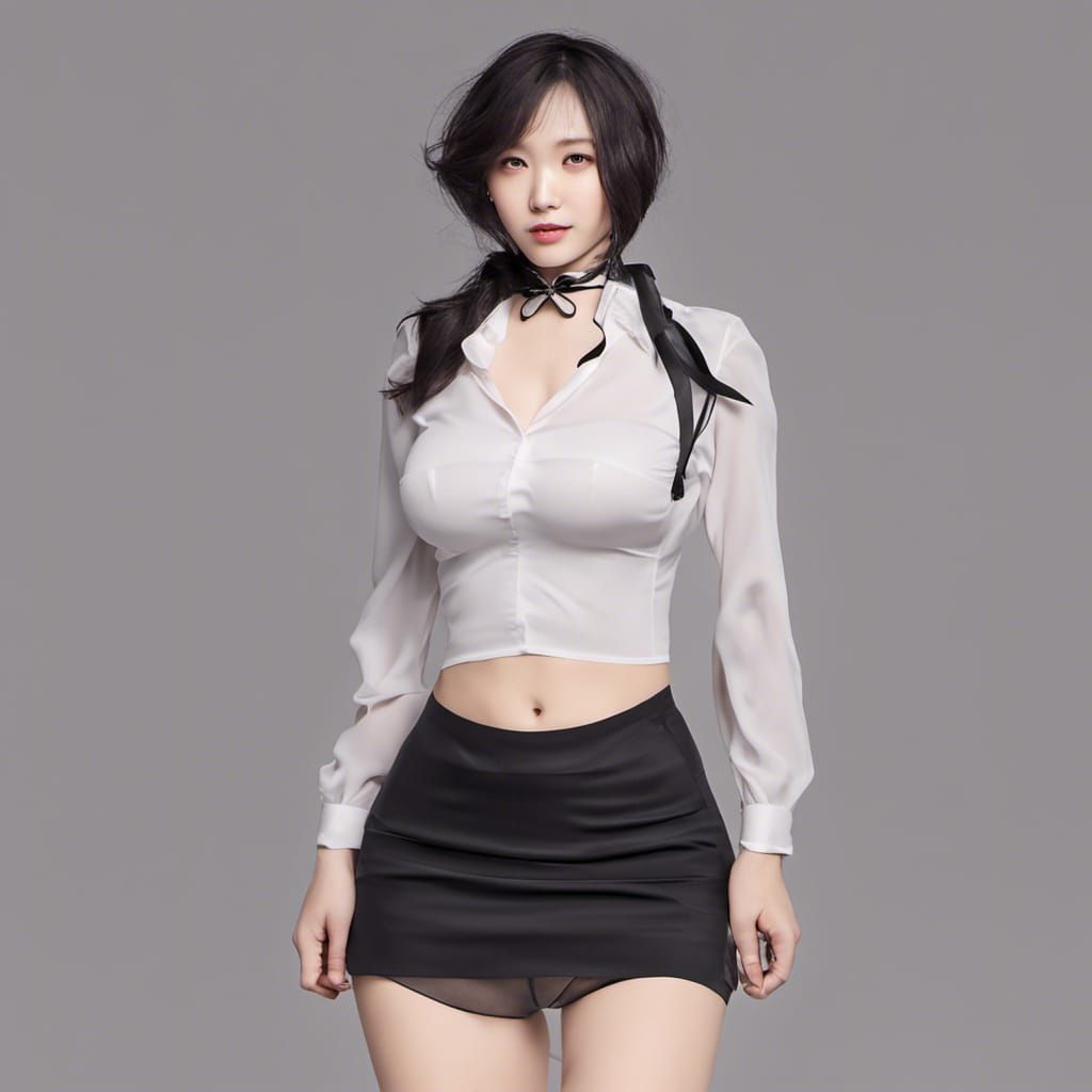 Figure with Black Stockings and Smooth Skin