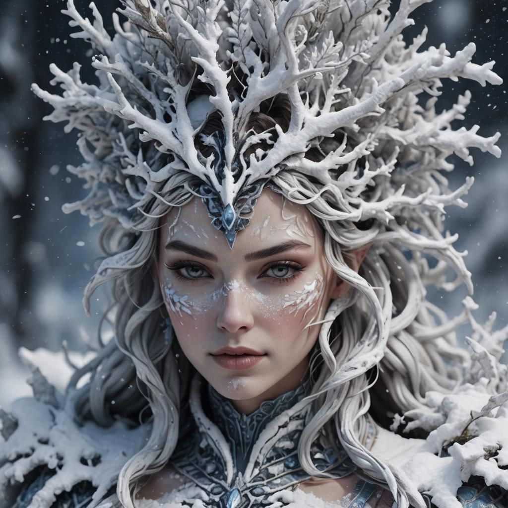 Snow Elemental Woman: Fantastical Concept Art