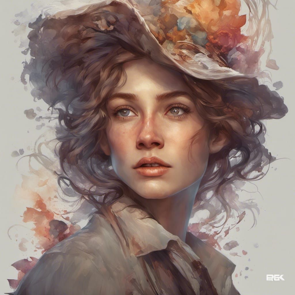 Detailed Portrait of Eleanor Rigby in Art Nouveau Style