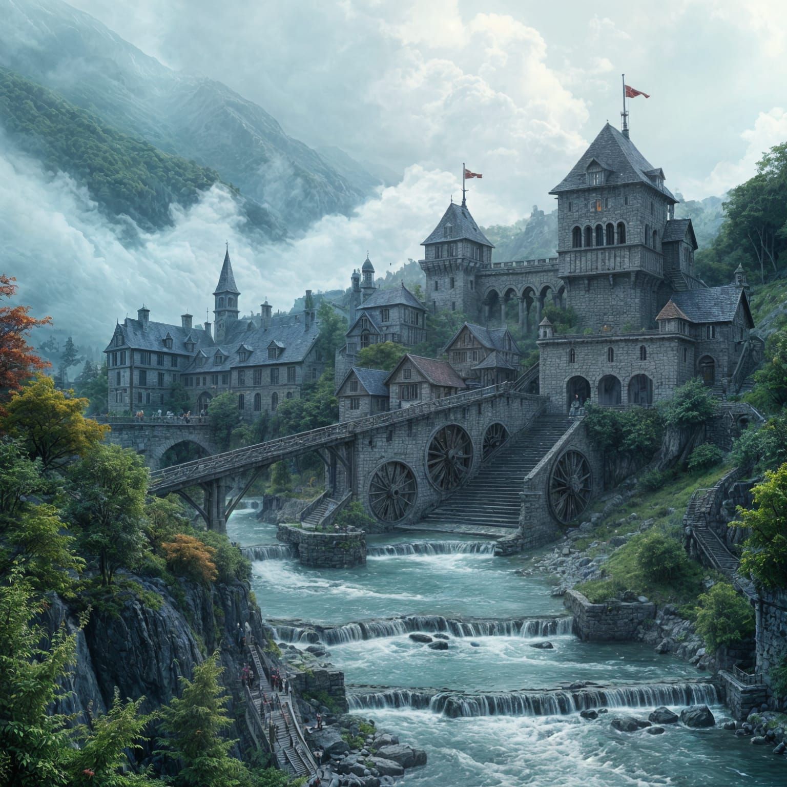 Zronas: City of Mists and Waterfalls in Fantasy Art