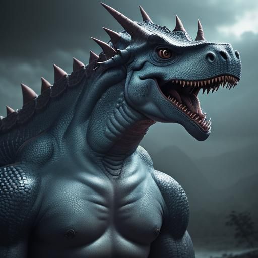 Hyperrealistic Dinosaur Dragon Nidoran in HDR