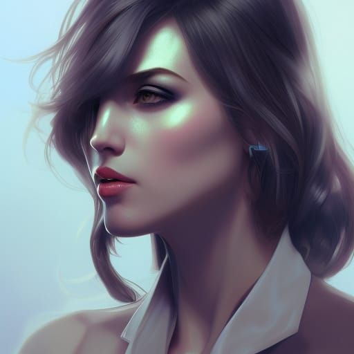 Mafia Woman Portrait in Art Nouveau Style