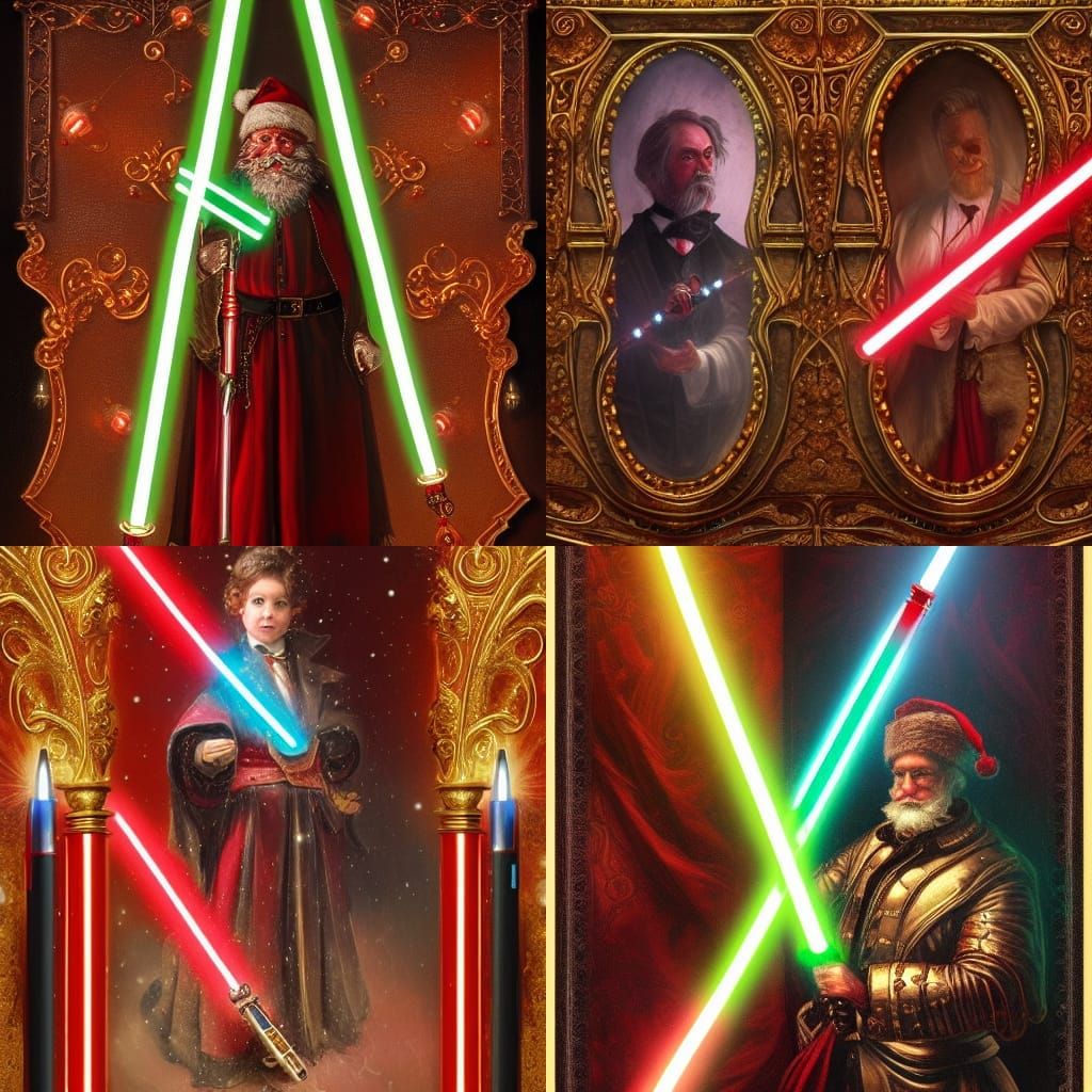 Victorian Christmas Lightsaber Held by Santa Ghost