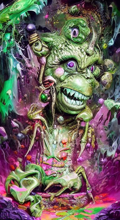 Evil Troll in Cave Graffiti Art Style