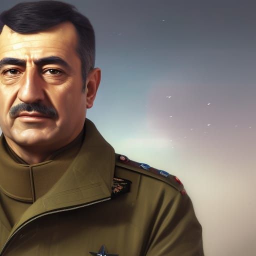 Brigadier Hasan Aksoy Portrait in Art Nouveau Style
