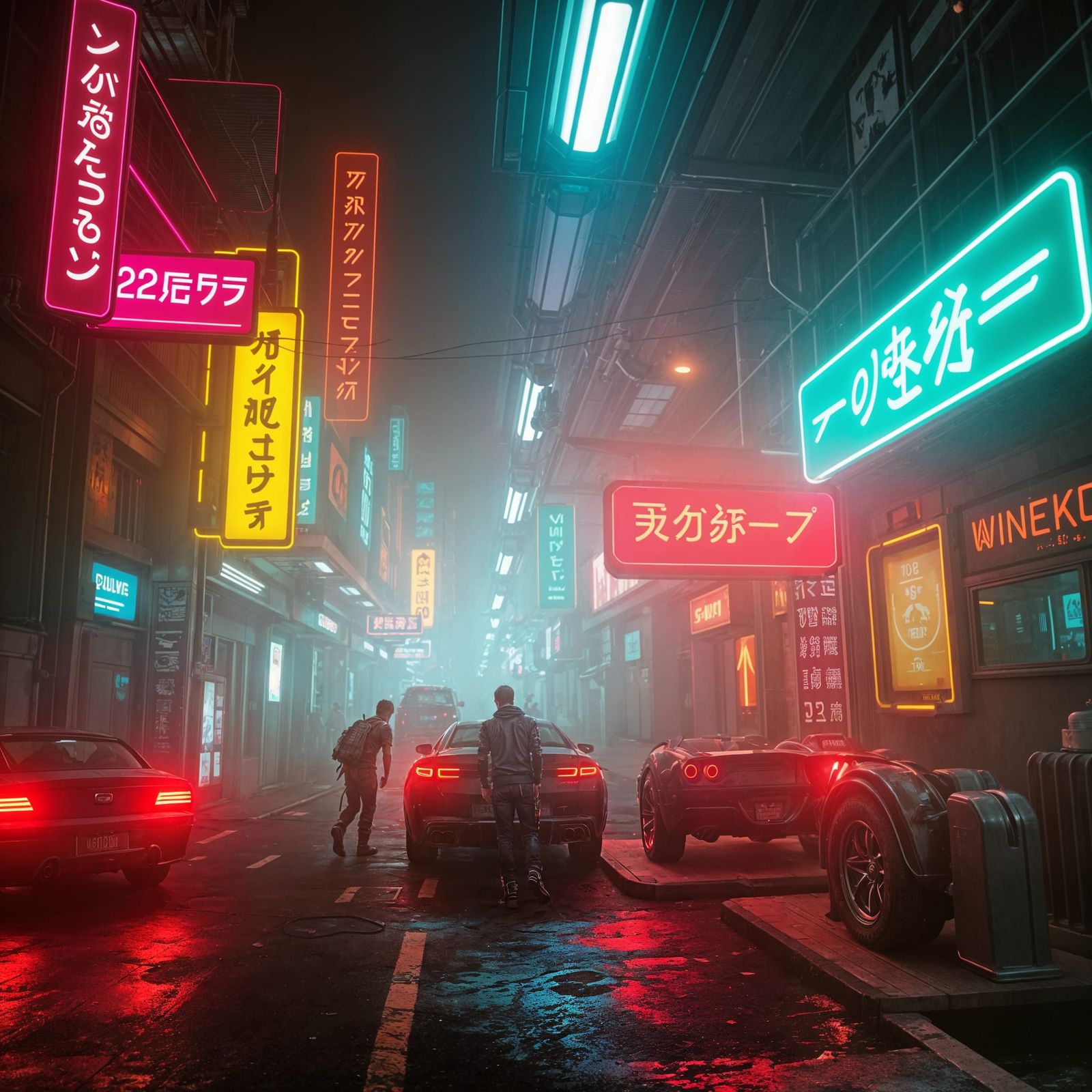 Cyberpunk Cityscape with Neon Lights