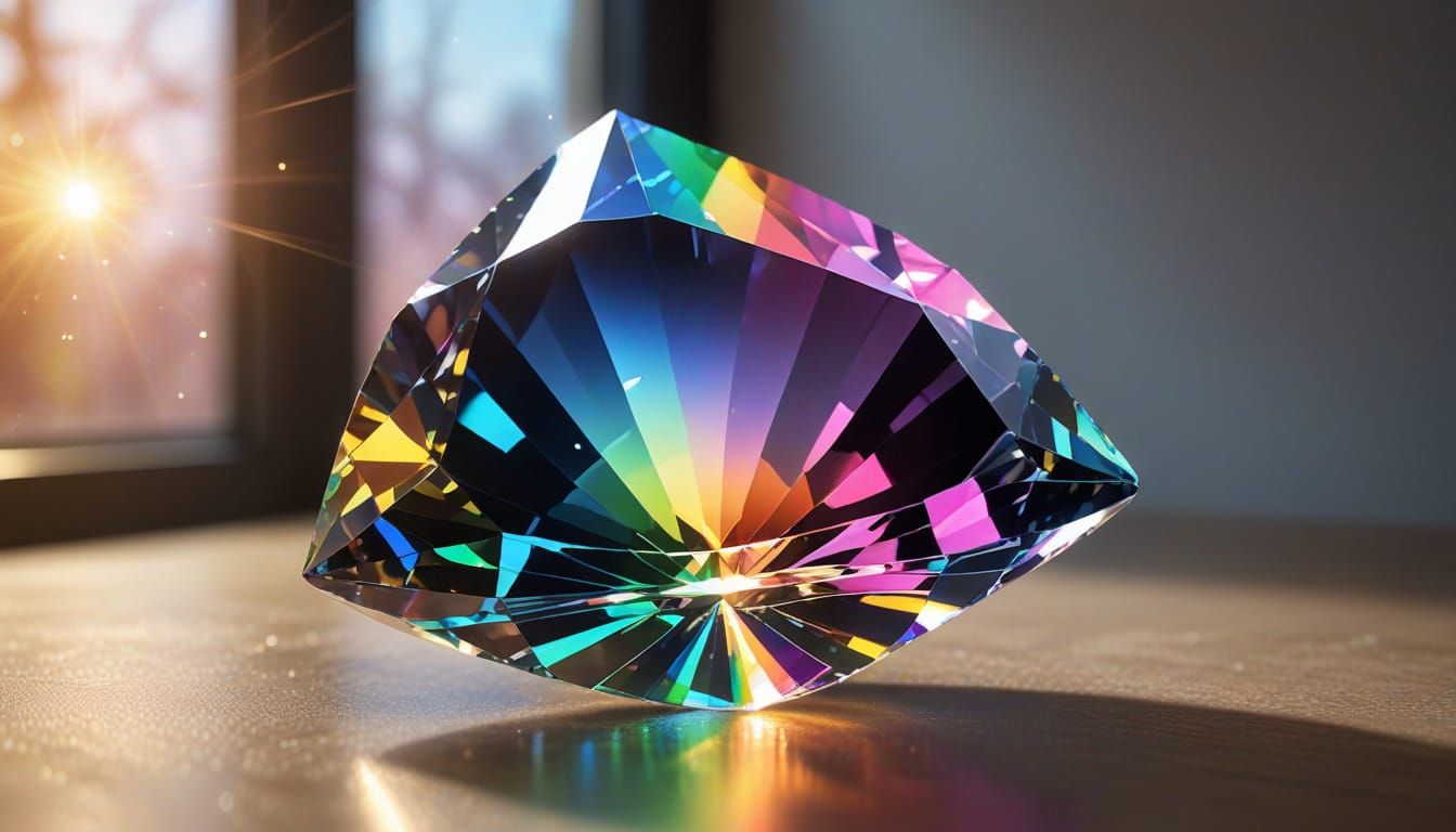 Rainbow Light Bursting Through Diamond Prism
