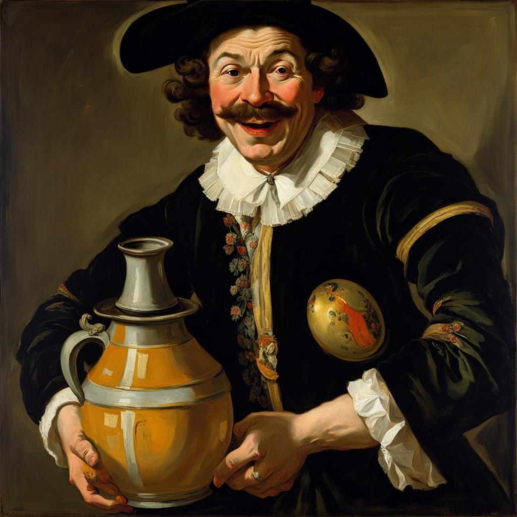 Baroque Jester with Jug, Inspired by Dutch Masters