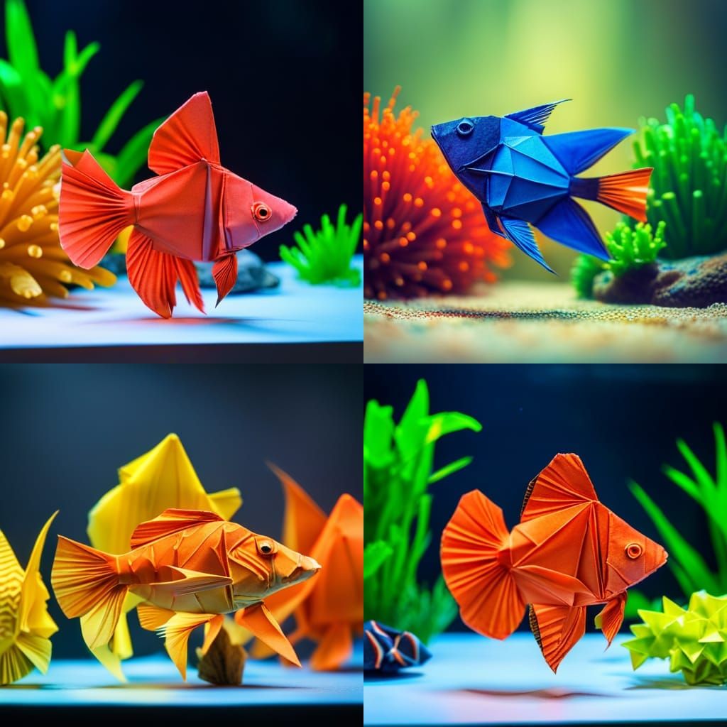 Origami Aquarium Fish Papercraft in 8K