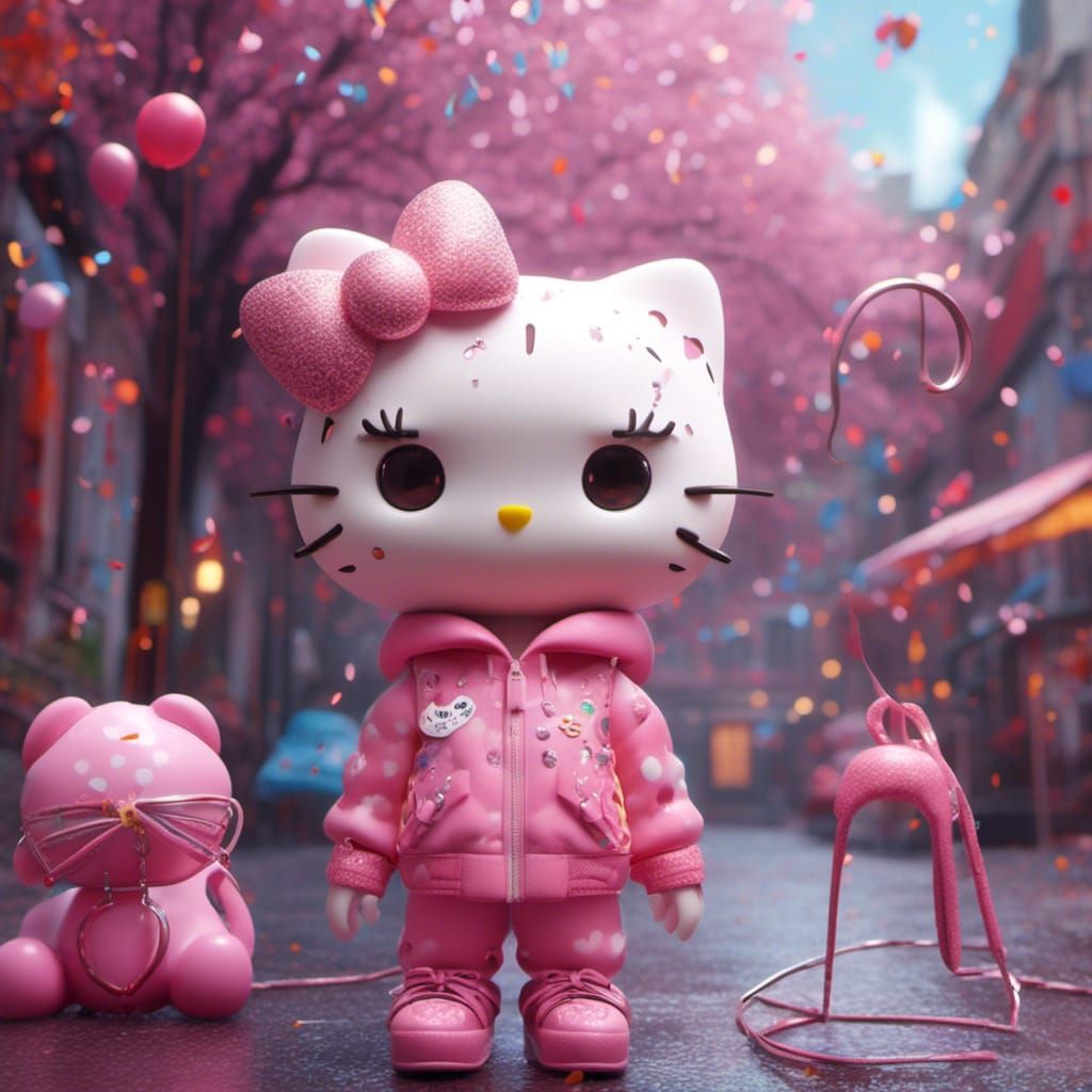 3D Cartoon Hello Kitty with Glitter Eyeshadow