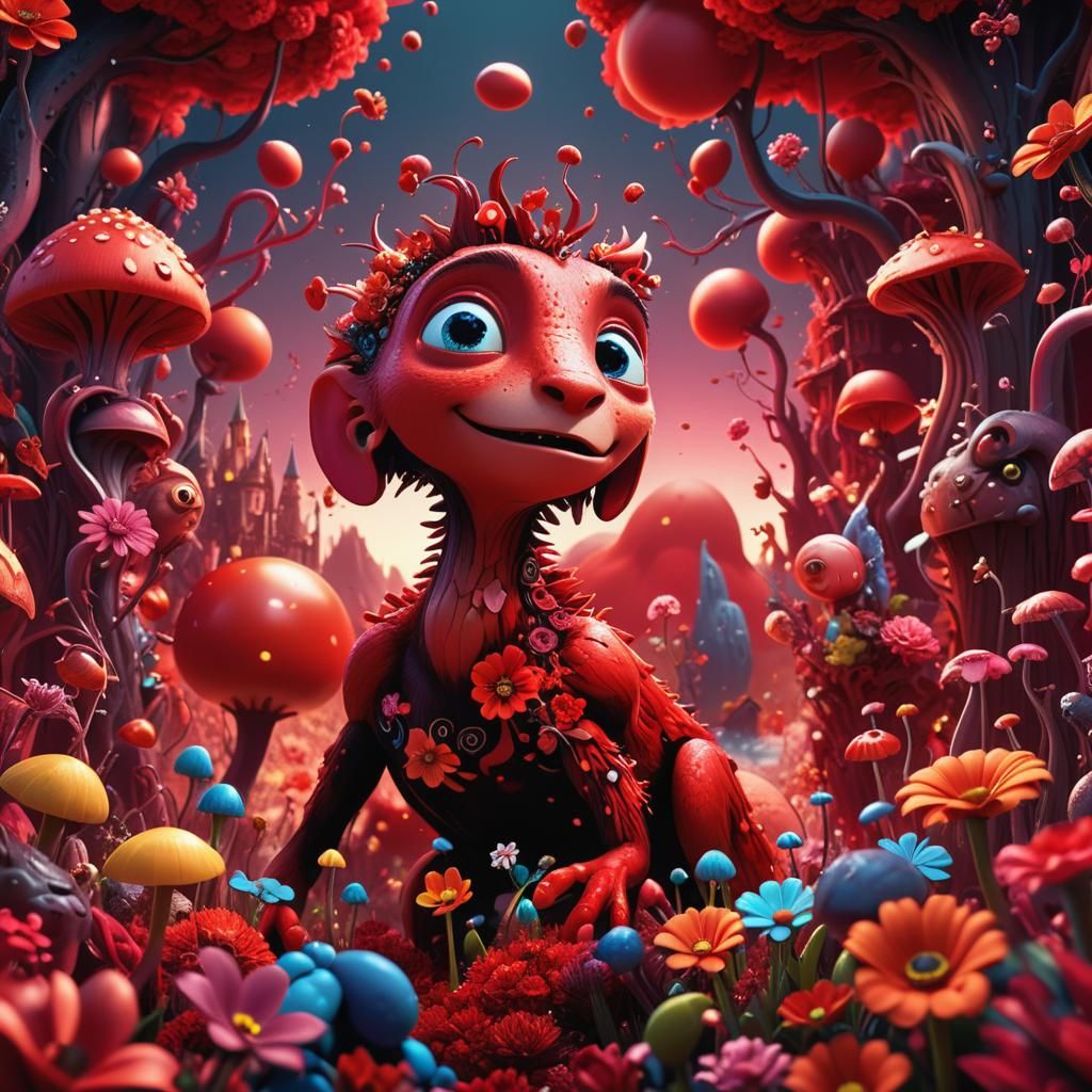 Endless Red: A Fantastical Digital Dreamscape