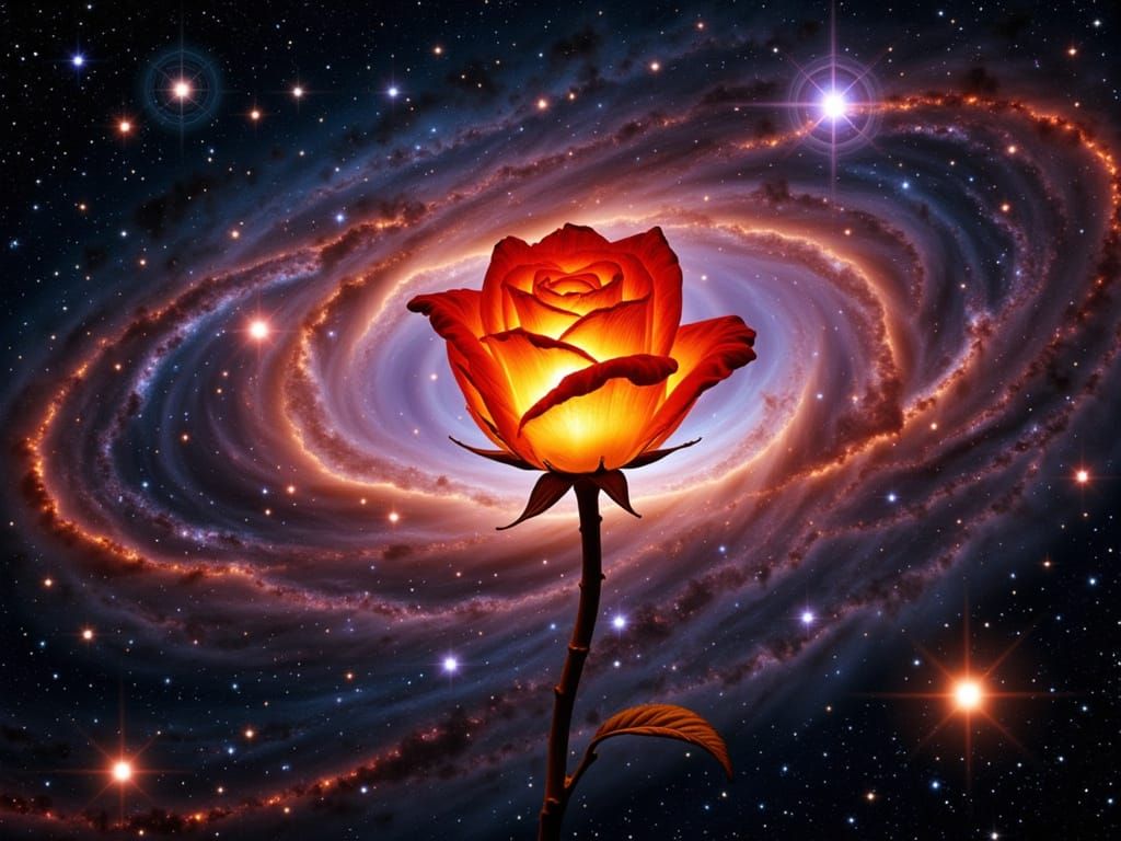 Cosmic Crystal Rose in Outer Space