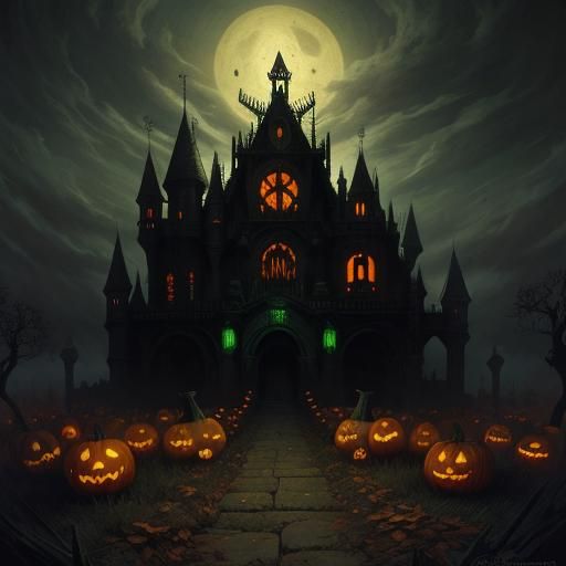 Haunted Pumpkin Patch in Horror Style