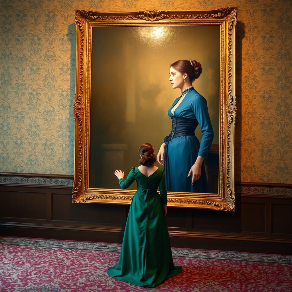 Majestic Victorian Women in Elegant Long Dresses