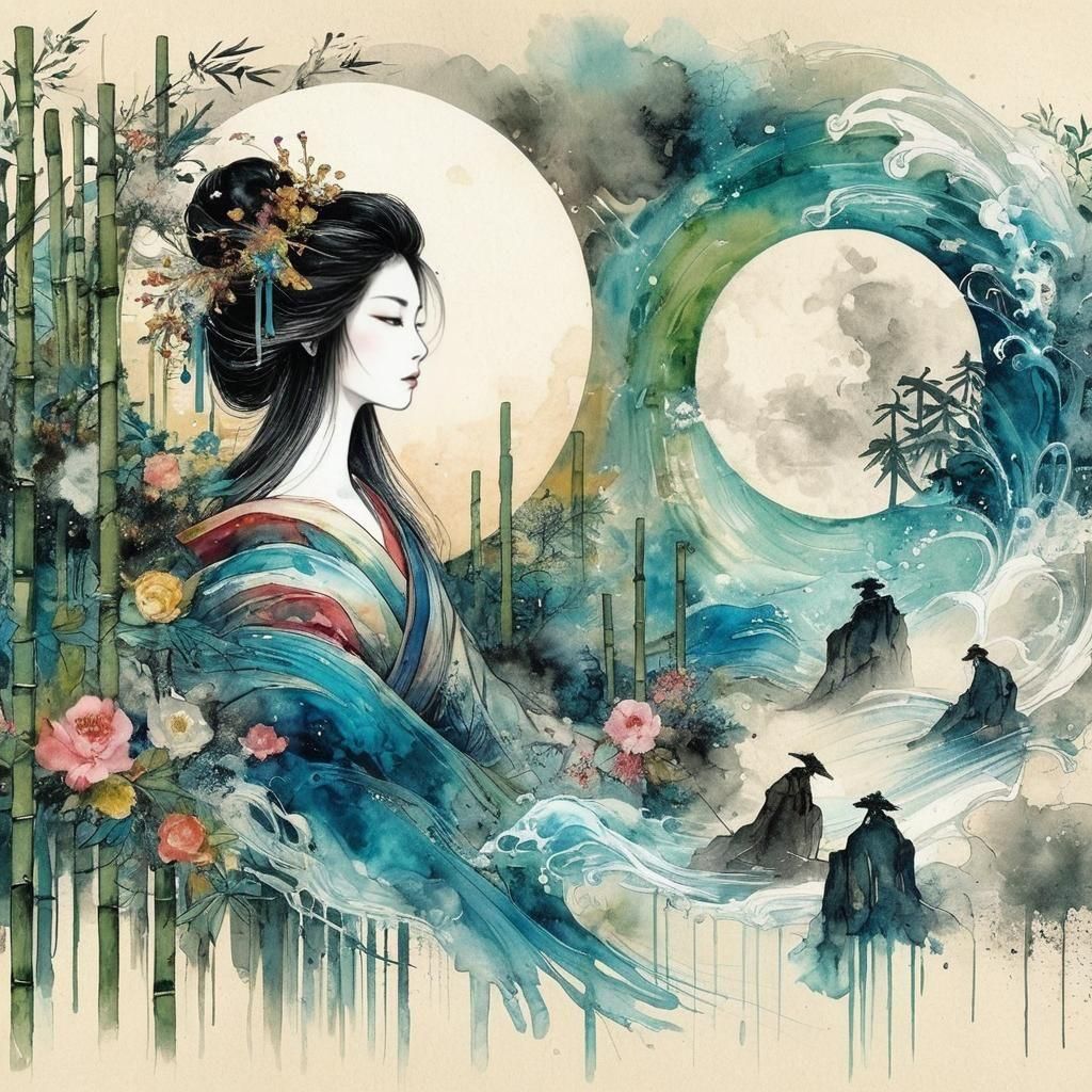 Japanese Alcohol Ink with Strong Lines