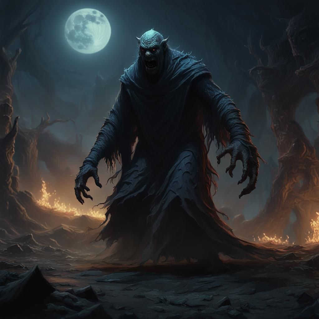 Tenebrist Monster Movie Keyframe in Photoreal 4K