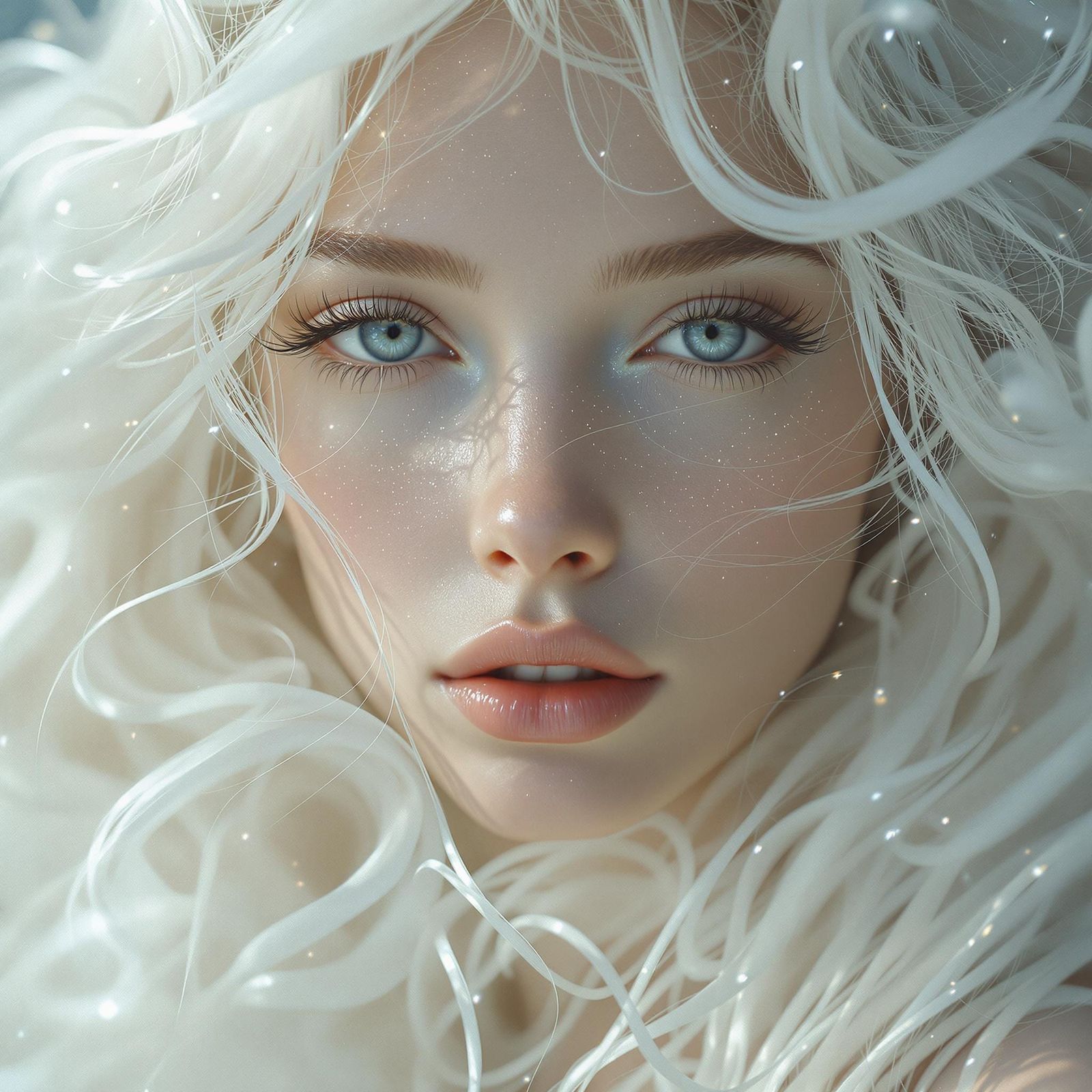 Ethereal Spirit Goddess Portrait on White Lake