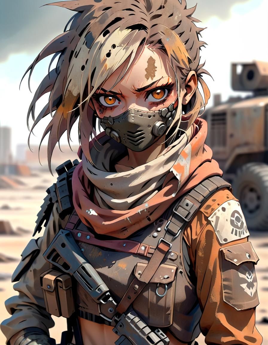 Post-Apocalyptic Bandit Portrait in Anime Style