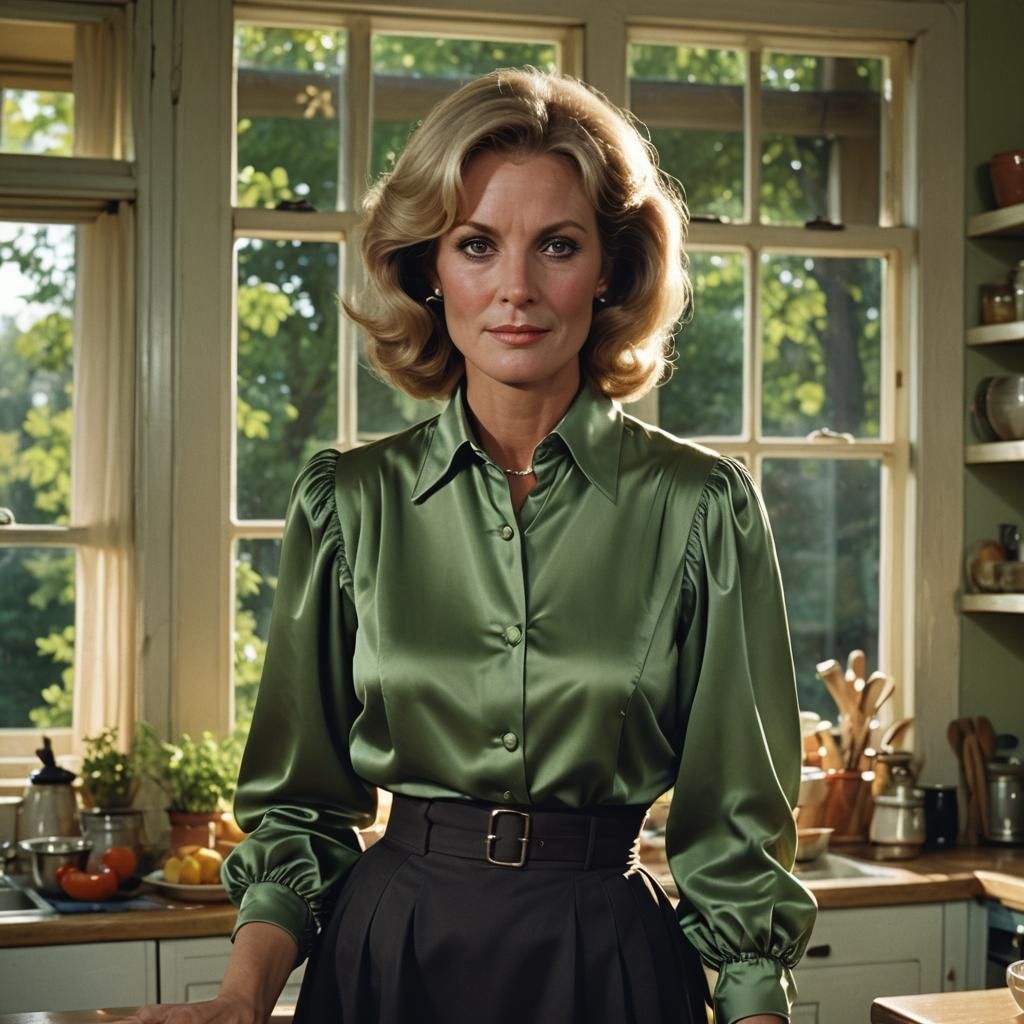 1970s Portrait of a Woman in Kitchen Light