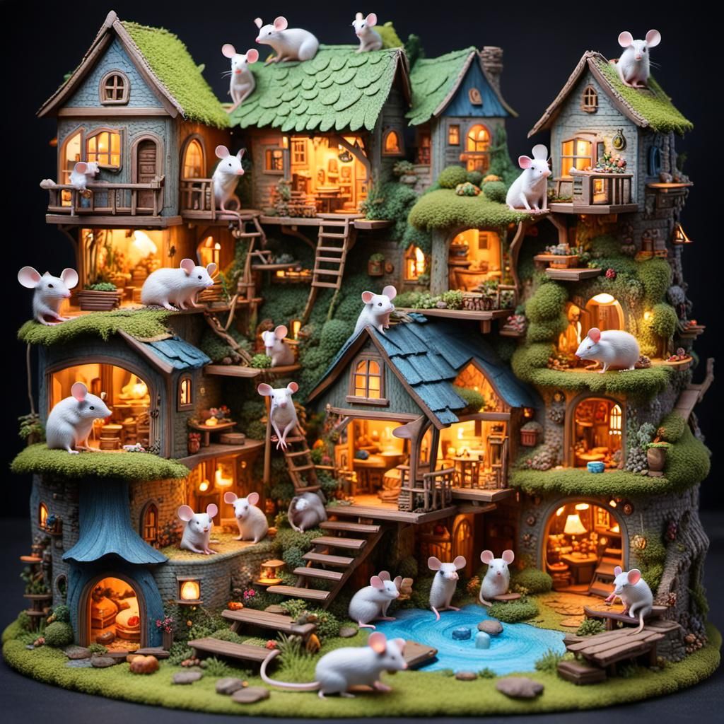 Mice Community Camping in a House Wall