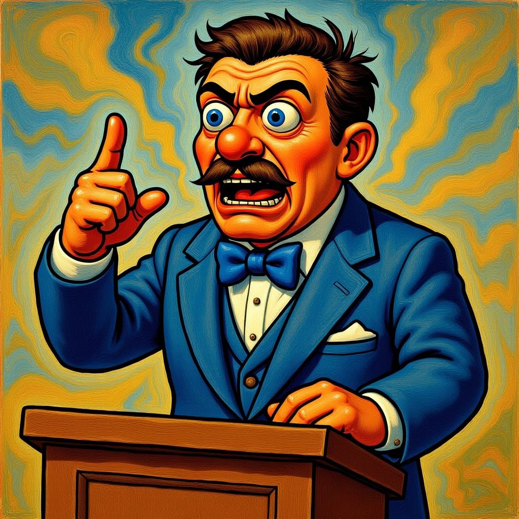 Expressive Puppet Giving Speech, Kokoschka Style