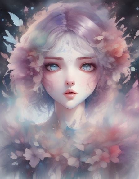 Watercolor Portrait in Soft Pastel Colors