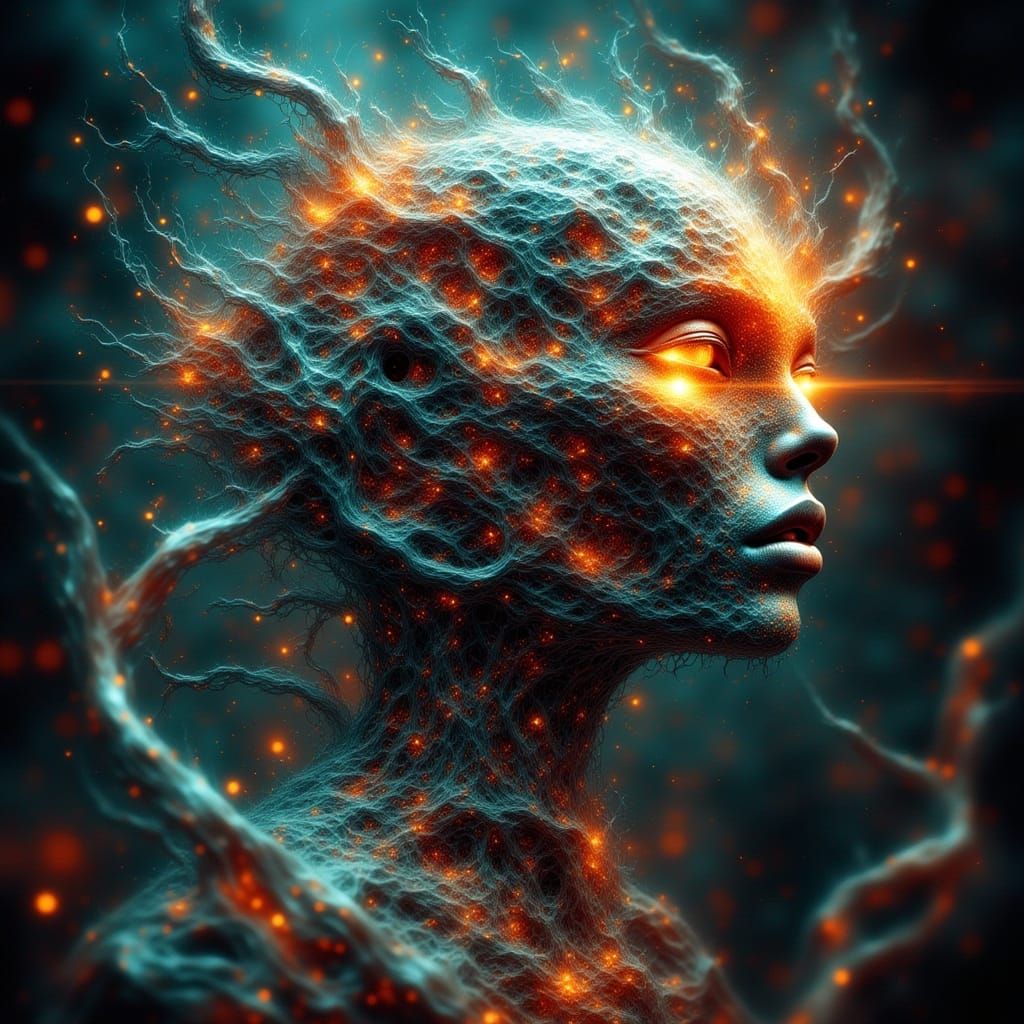 Abstract Sound Wave Creature With Glowing Patterns