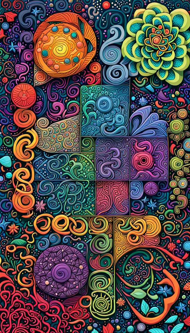 Iridescent Zentangle: 4D Representation of E=MC2