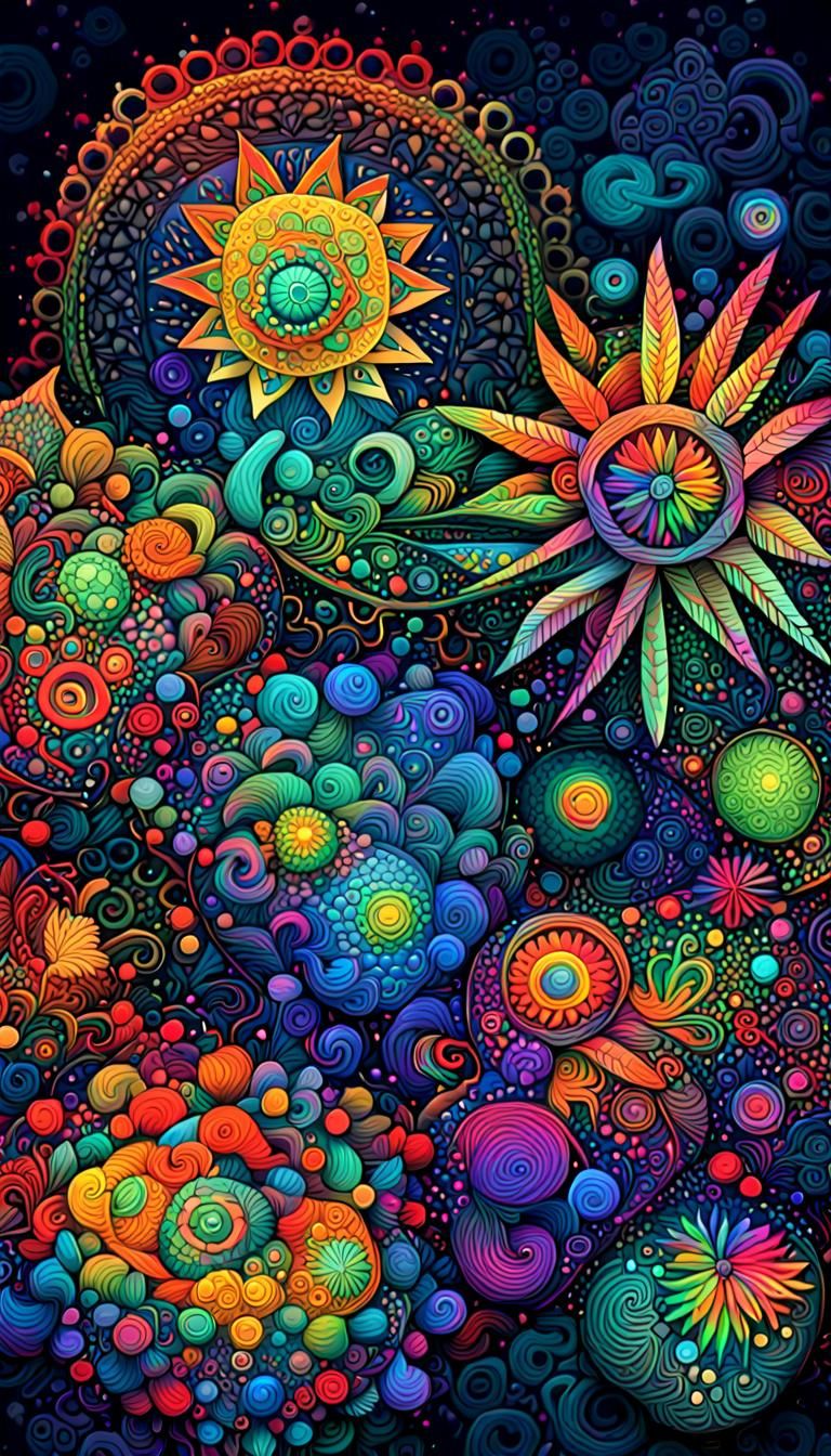 Iridescent Zentangle E=MC2 in Psychedelic Fractal Art