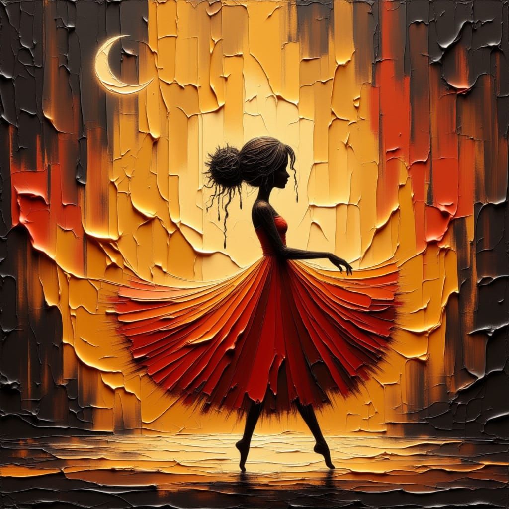 Dancer in Orange Fabric Under Golden Hour Light