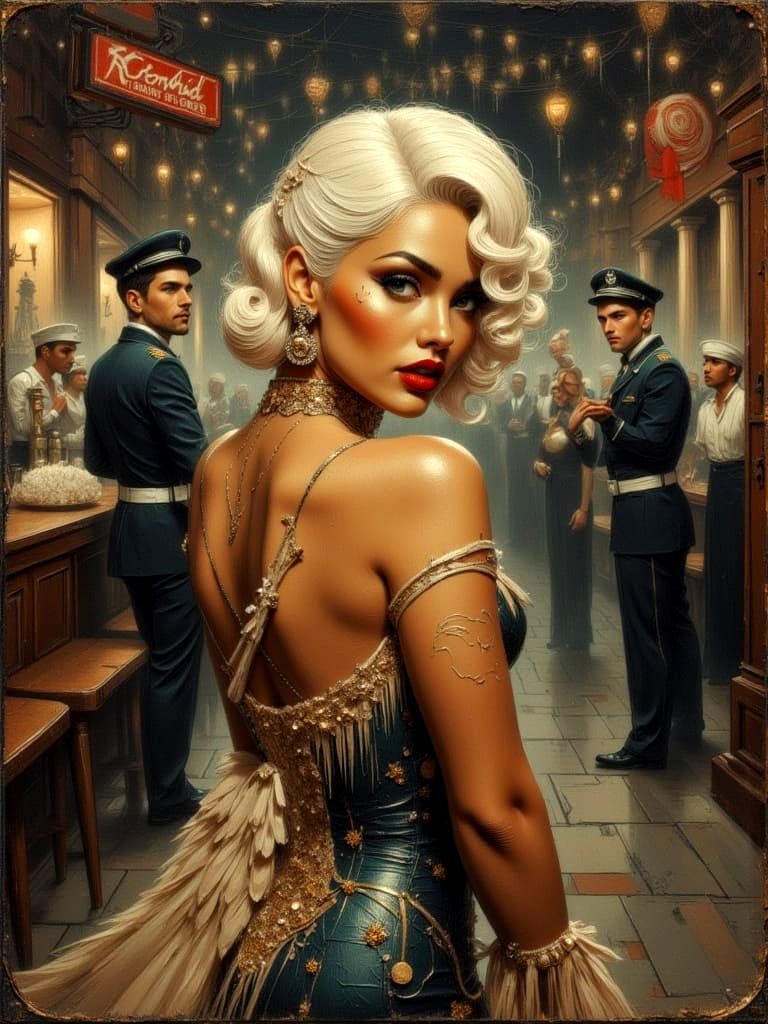 Elegant Cabaret Showgirl Performance in Pinup Style