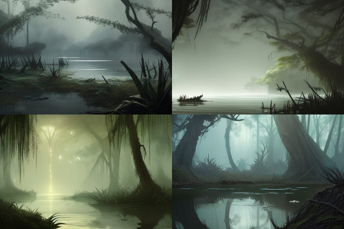 Lush Mangrove Forest in Dark Fantasy Style