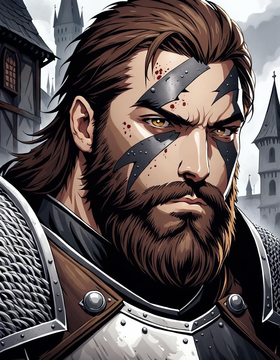 Anime Medieval Warrior in Plague Town, Cel-Shaded