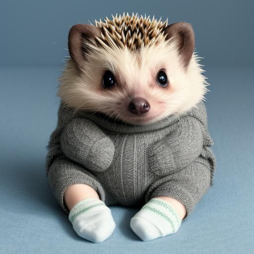 Baby Hedgehog Wearing Socks Image